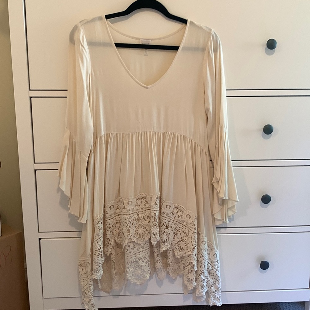 Cream boho tunic shirt, free people style